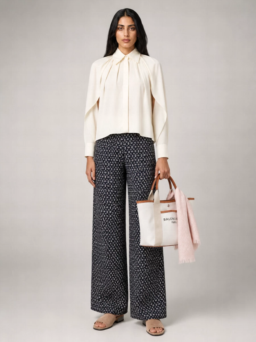 Max Mara Silk Printed Wide-Leg Trousers