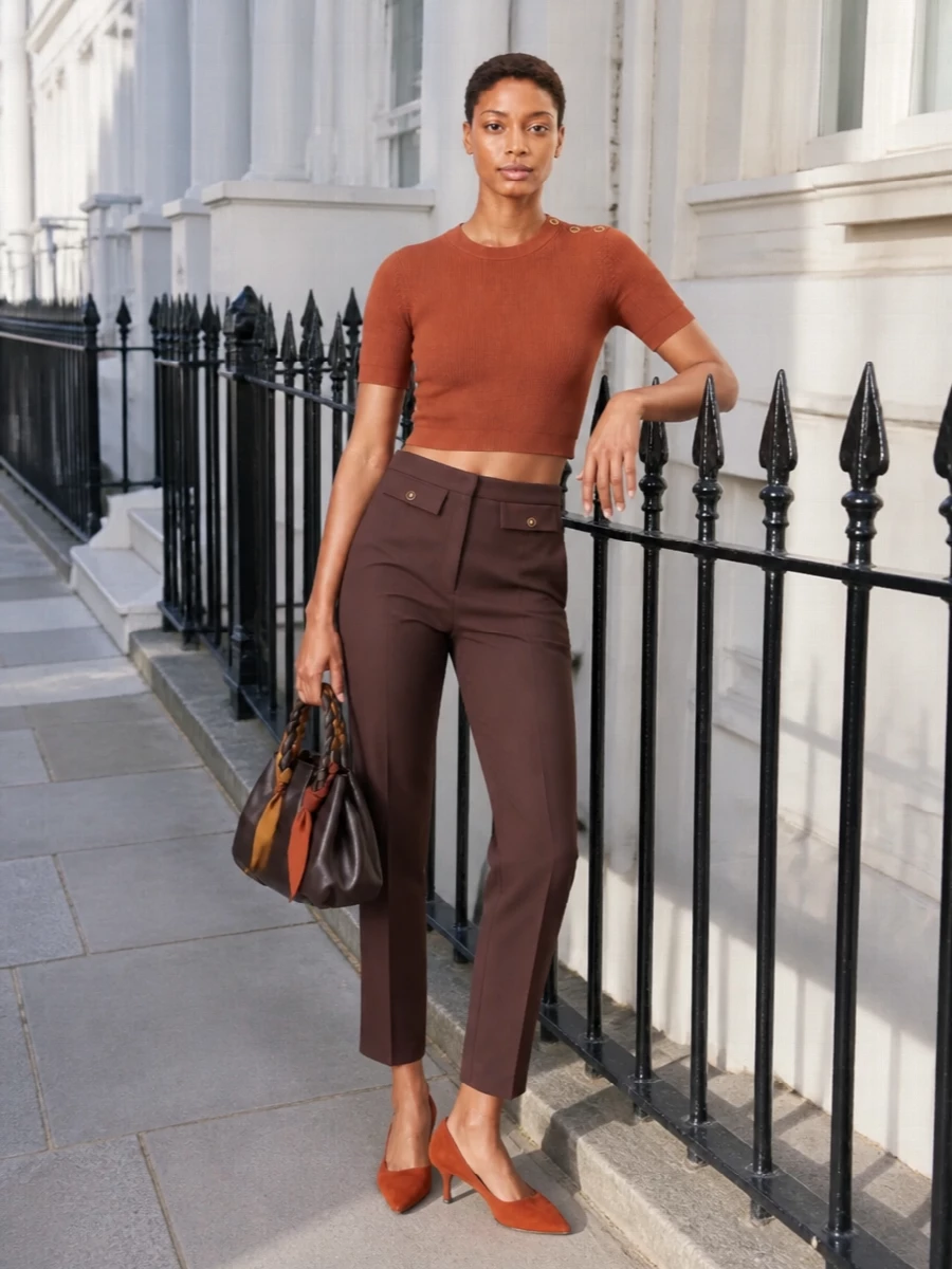 Elisabetta franchi rust knit chocolate trousers