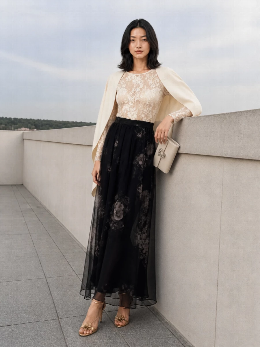 Zimmermann lace bodysuit floral maxi outfit