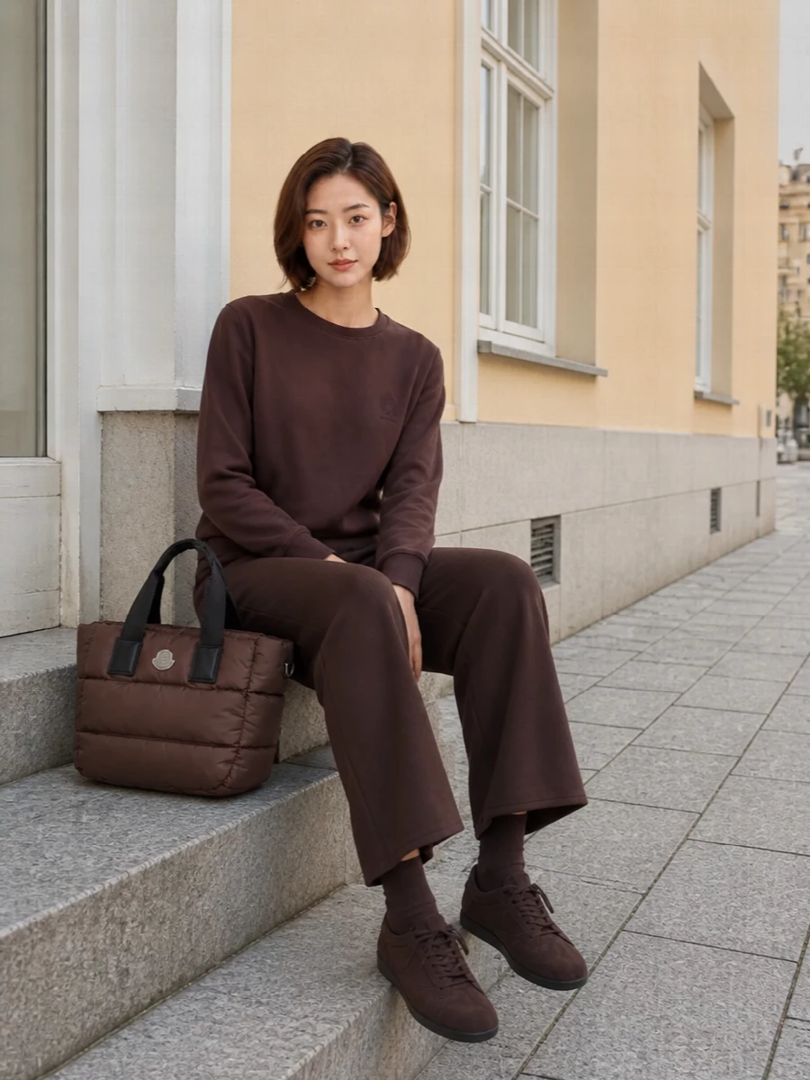 Dondup cocoa sweatshirt brown lounge pants outfit