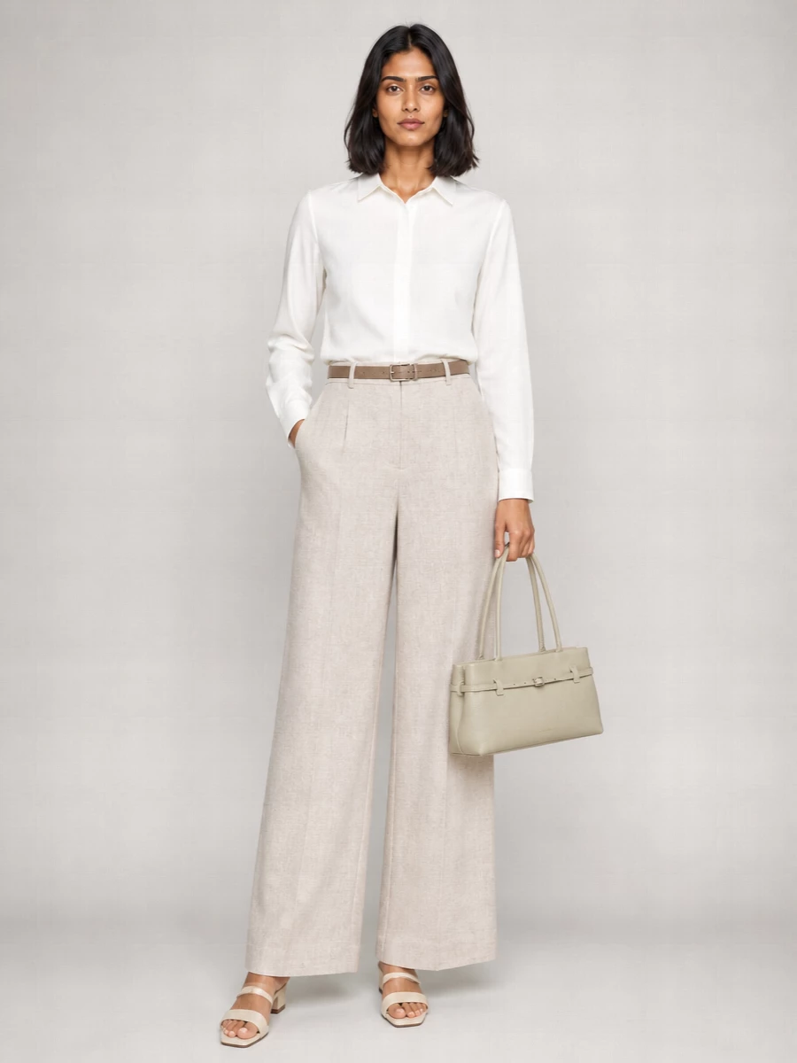 Emporio Armani Linen High-Rise Wide-Leg Trousers