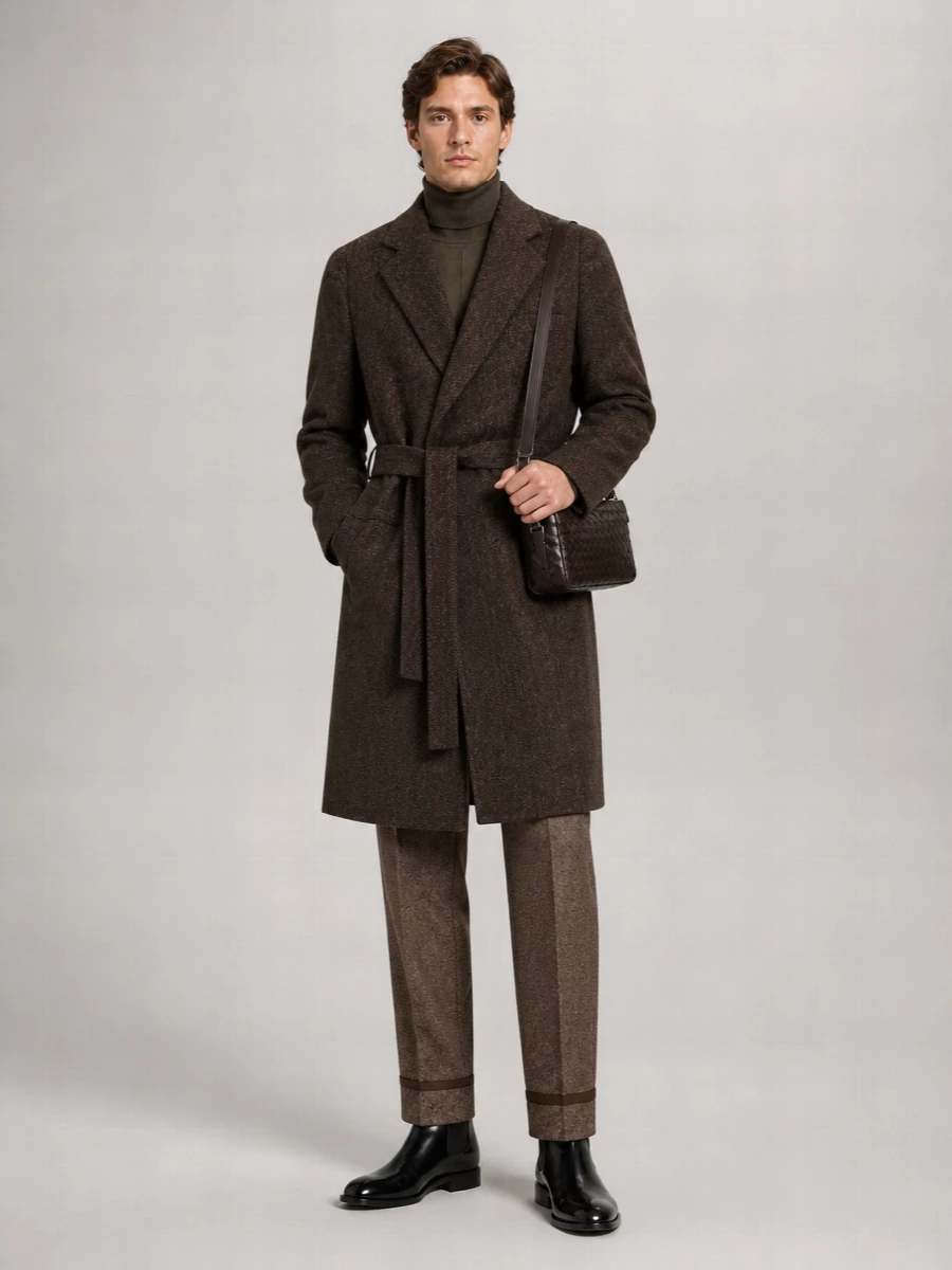 Maison Margiela wool belted herringbone coat