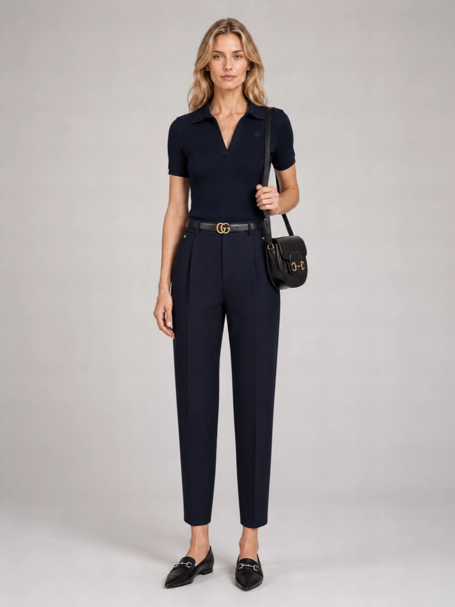 Gucci Ribbed Knee-Length Polo Dress