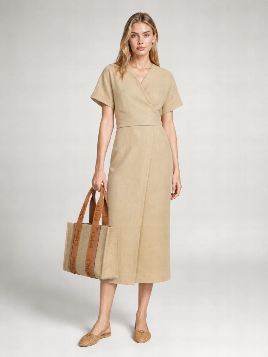 Chloé Woody Medium Linen Tote Bag