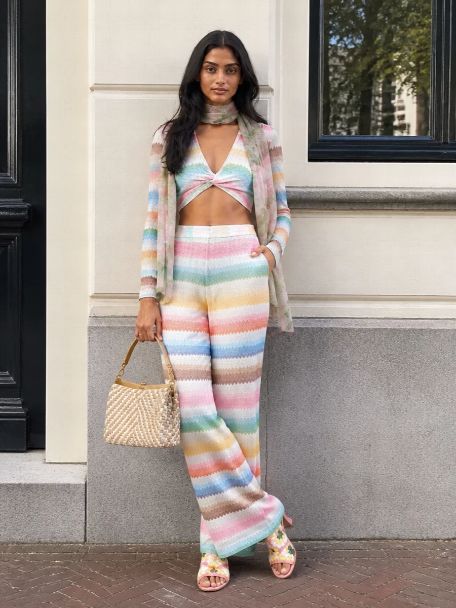 Missoni pastel knit set etro bag