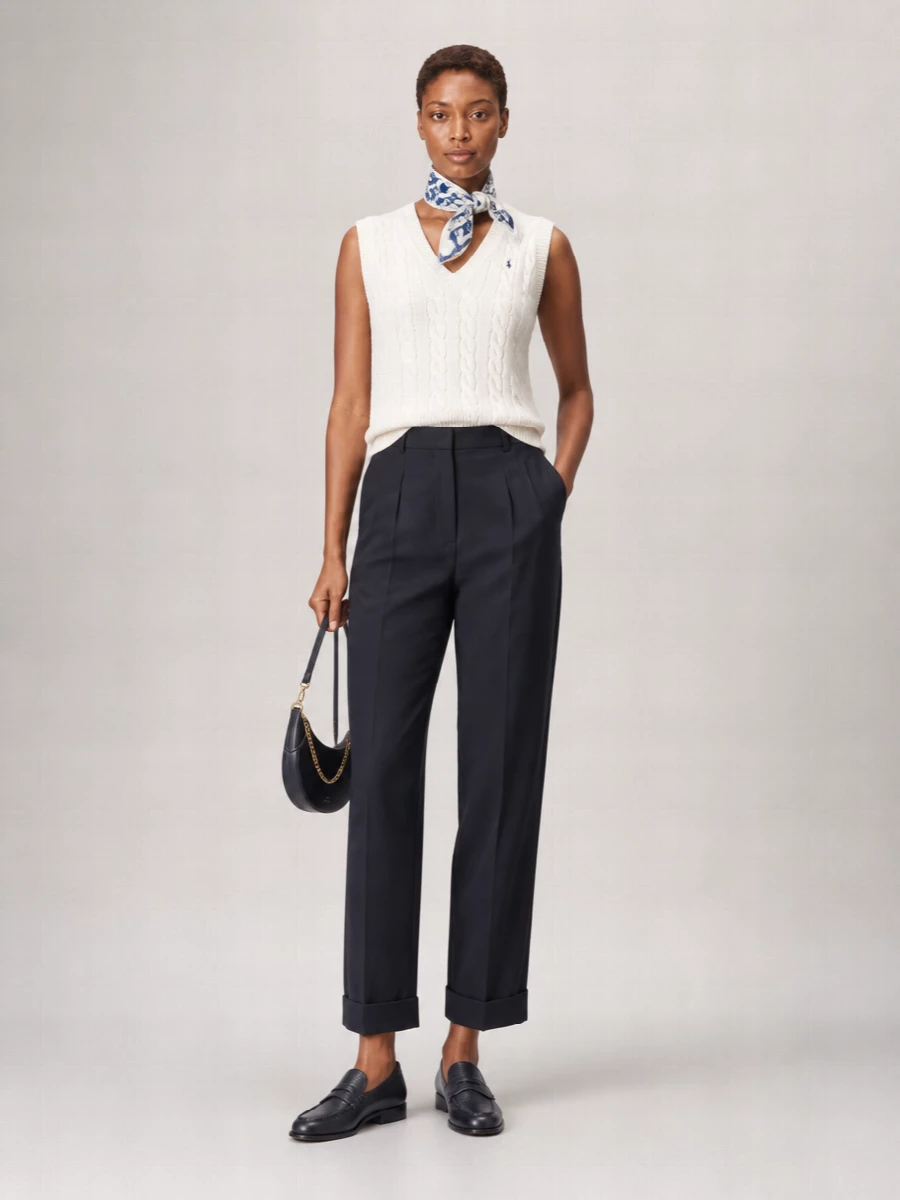 Ralph Lauren Wool Cashmere Sleeveless V-Neck Fine-Knit Top