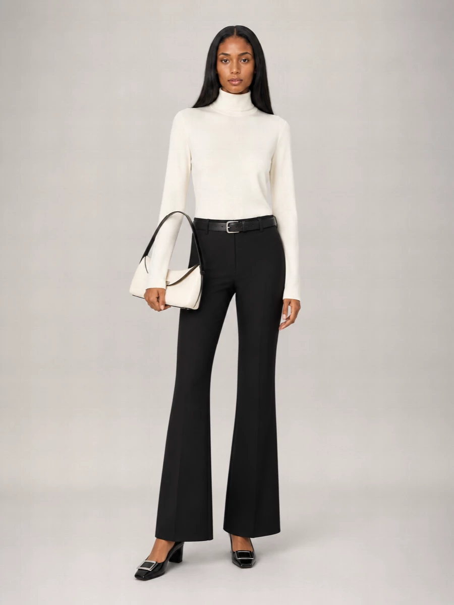 Róhe Satin Mock Neck Long Sleeve Blouse