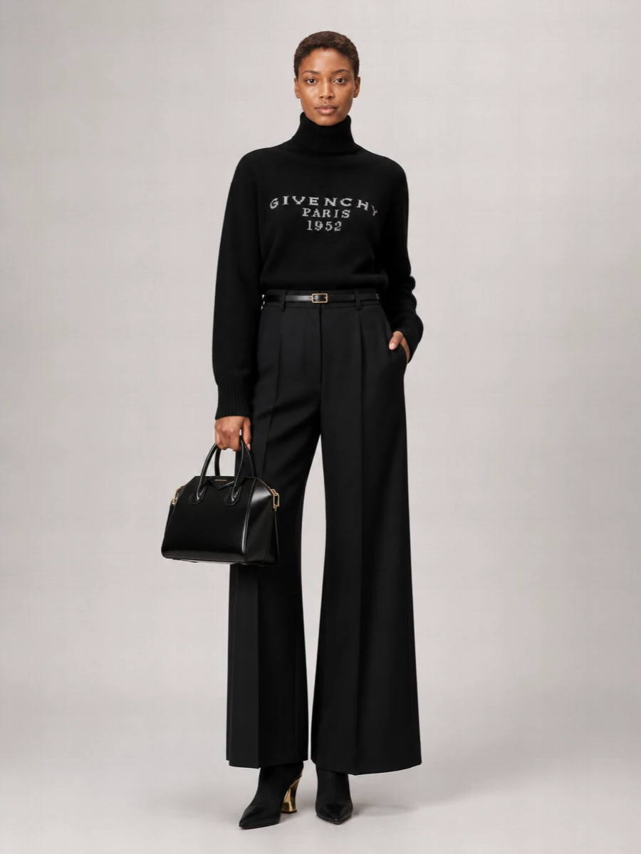 Givenchy Wool Cashmere Logo-Print Ribbed Turtleneck Jumper