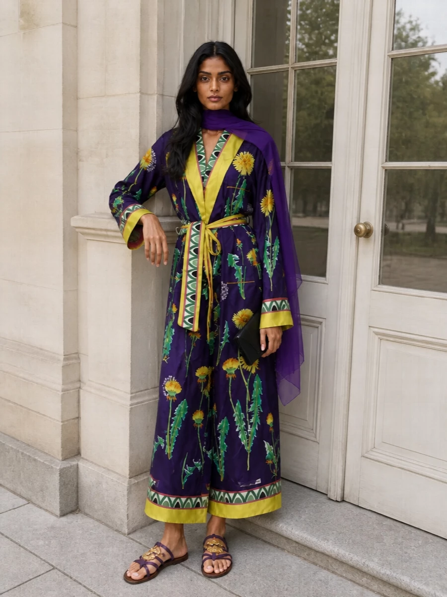 Dolce gabbana floral wrap dress purple sandals