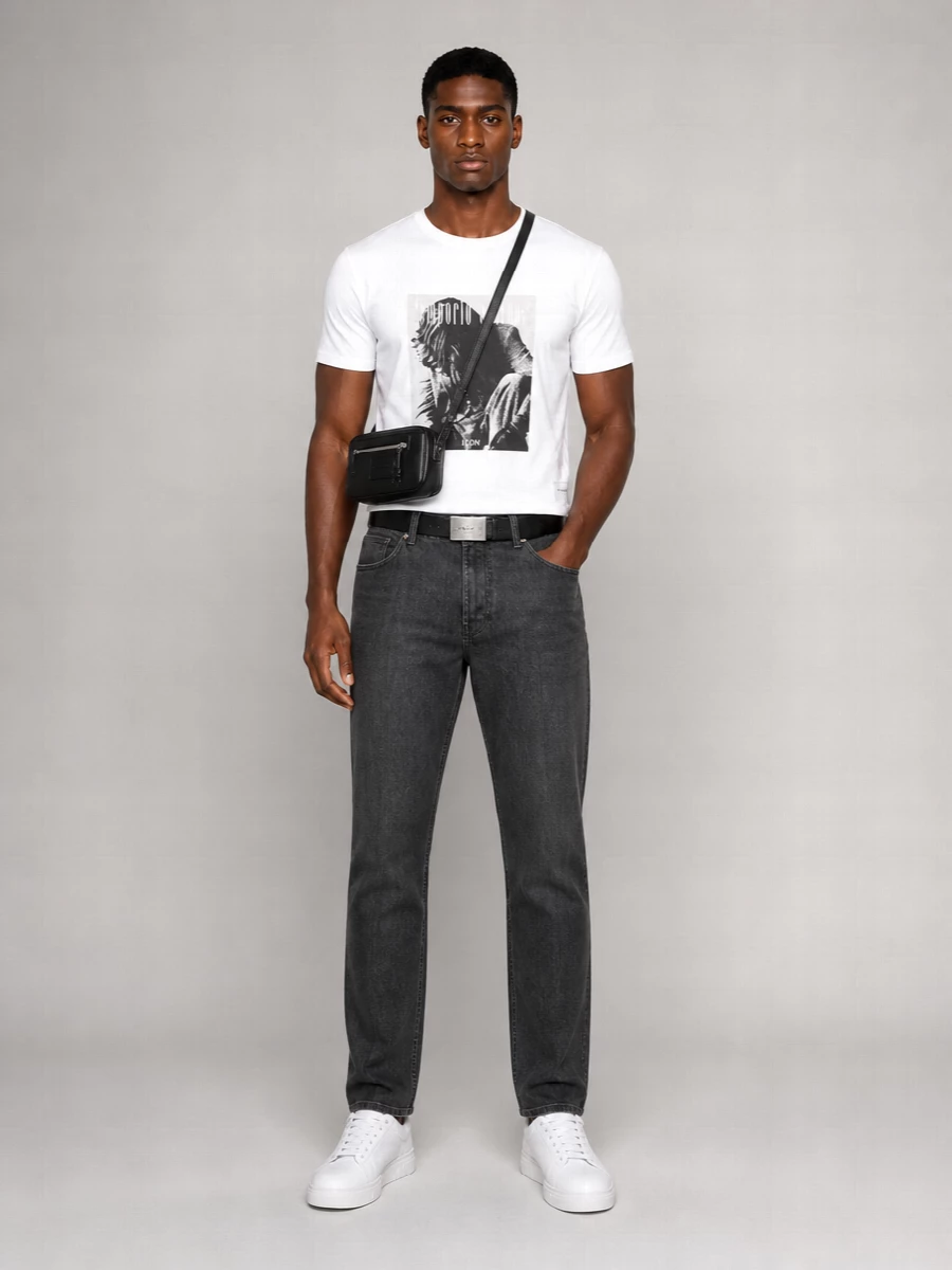 Emporio Armani Printed Cotton Crew Neck Short Sleeve T-Shirt