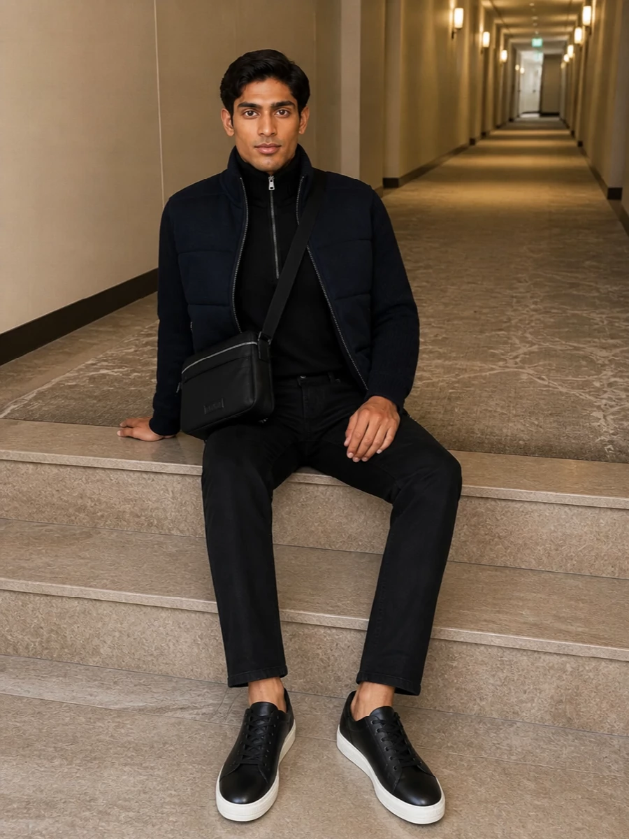 Tom ford navy bomber black jeans sneakers