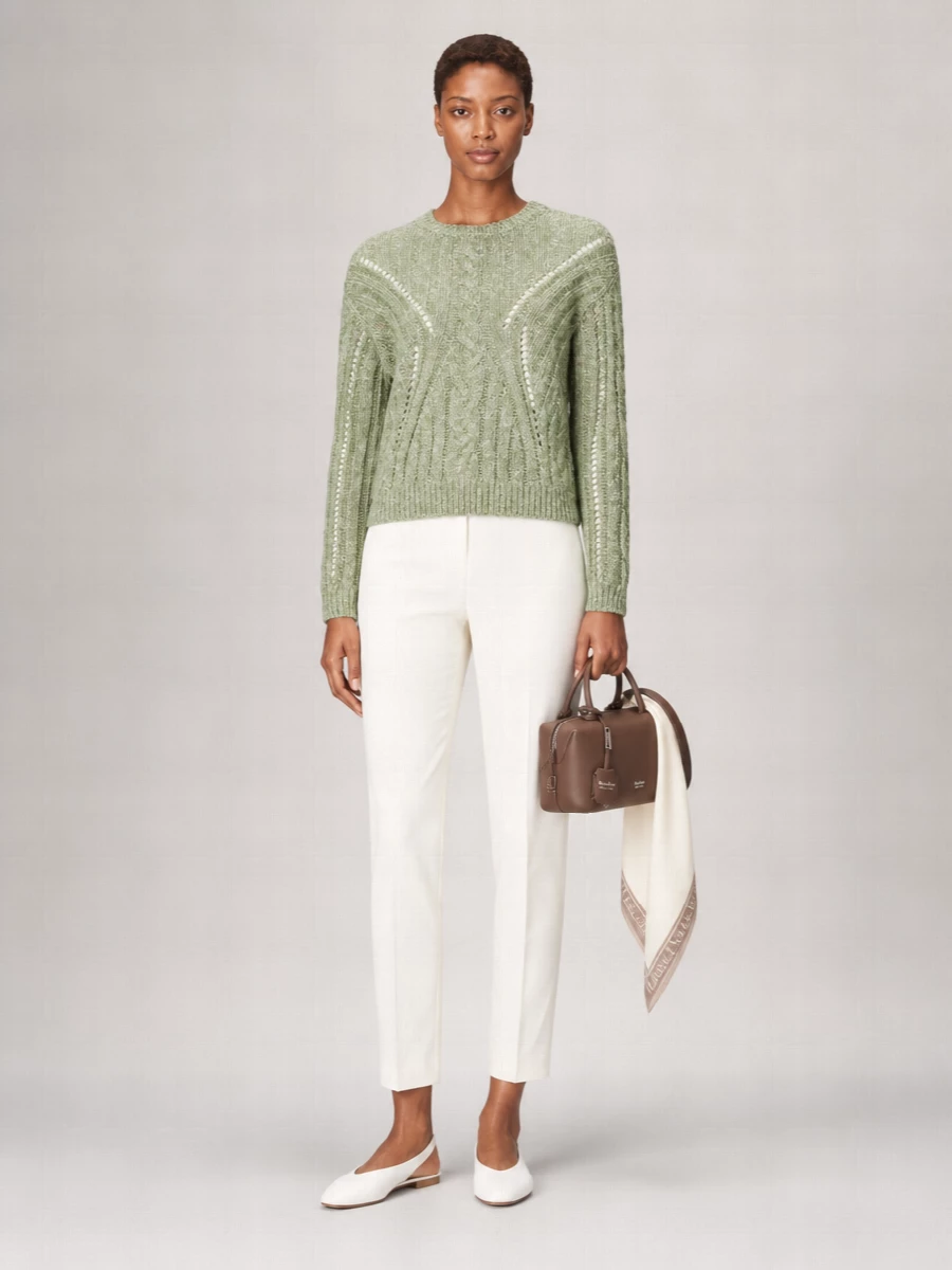S Max Mara Alpaca-Blend Cable-Knit Cropped Jumper