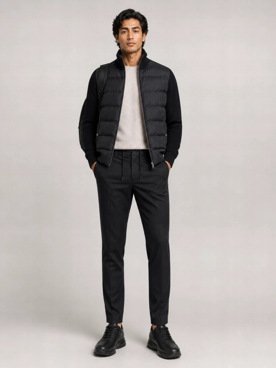 Herno Virgin Wool Quilted Ribbed High Neck Padded Coat