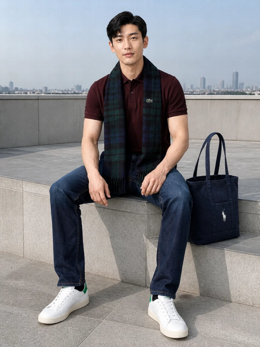 Lacoste polo dark jeans adidas stan smith