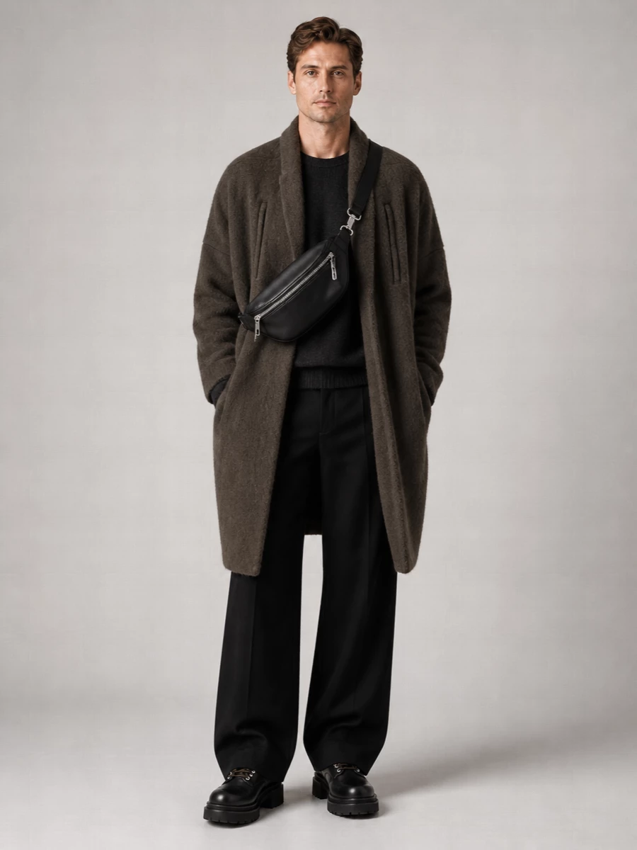 Rick Owens Alpaca Wool Bouclé Cocoon Coat