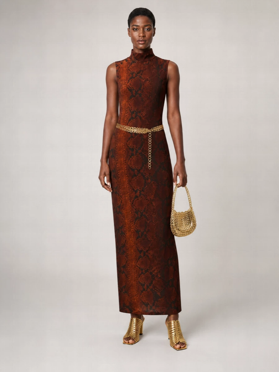 Jean Paul Gaultier Python-Print Maxi Dress