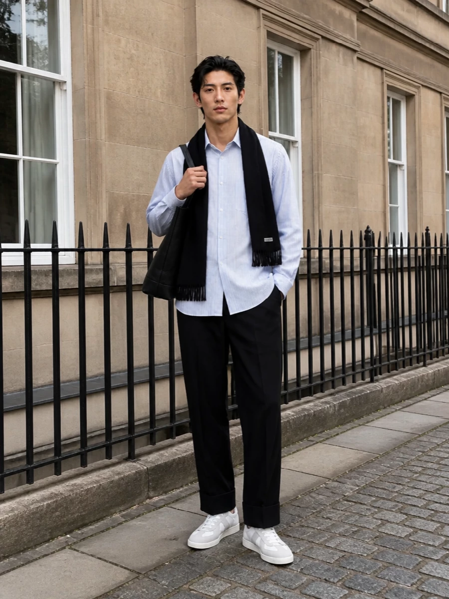 Maison margiela striped shirt black tailored trousers