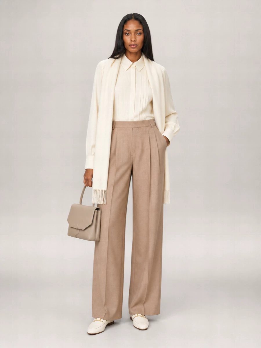 S Max Mara Silk Pleated Long-Sleeve Shirt