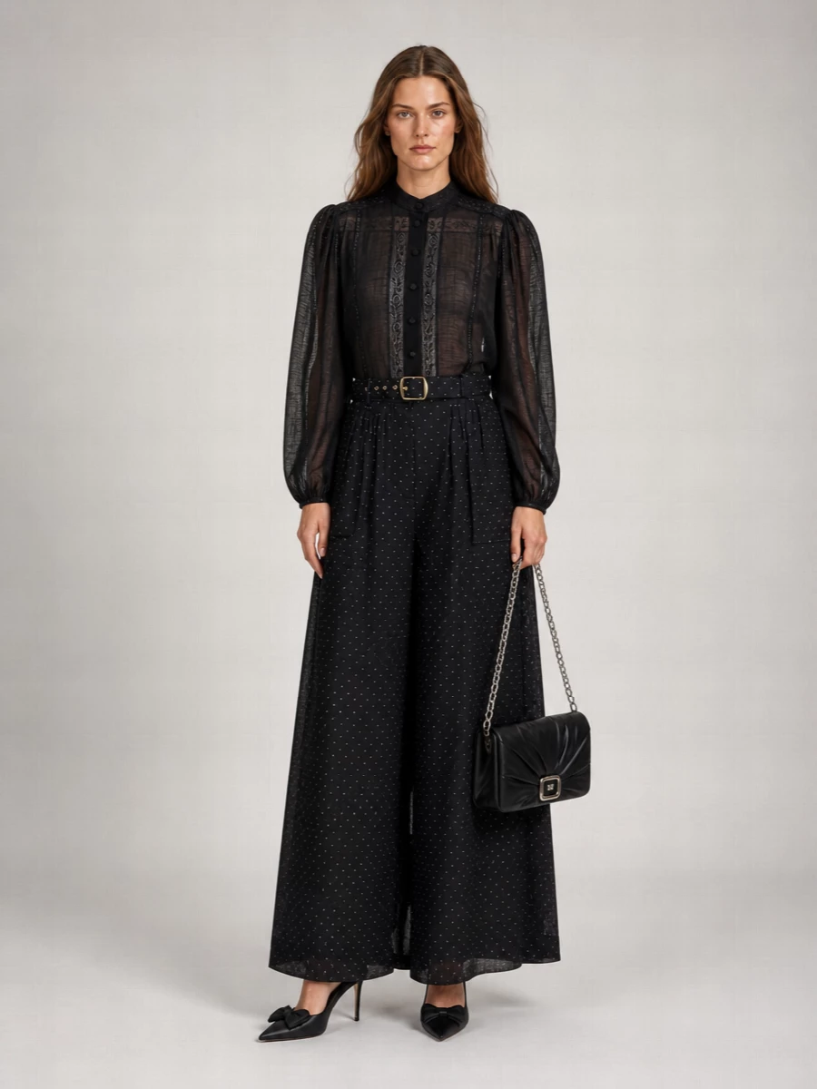 Zimmermann Linen Silk Wide-Leg Trousers