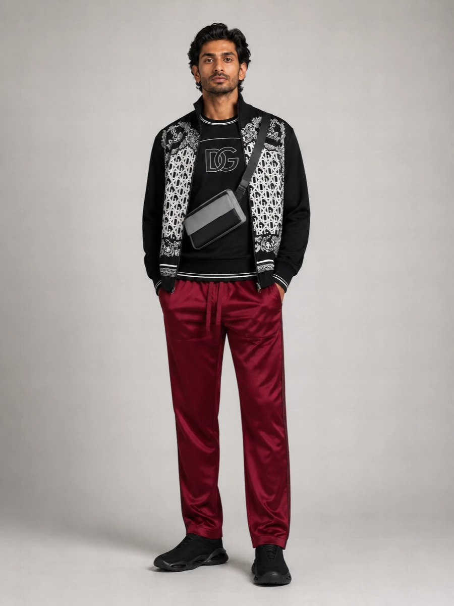 Dolce&Gabbana Cashmere Silk Bandana Print Zip Up Bomber Jacket