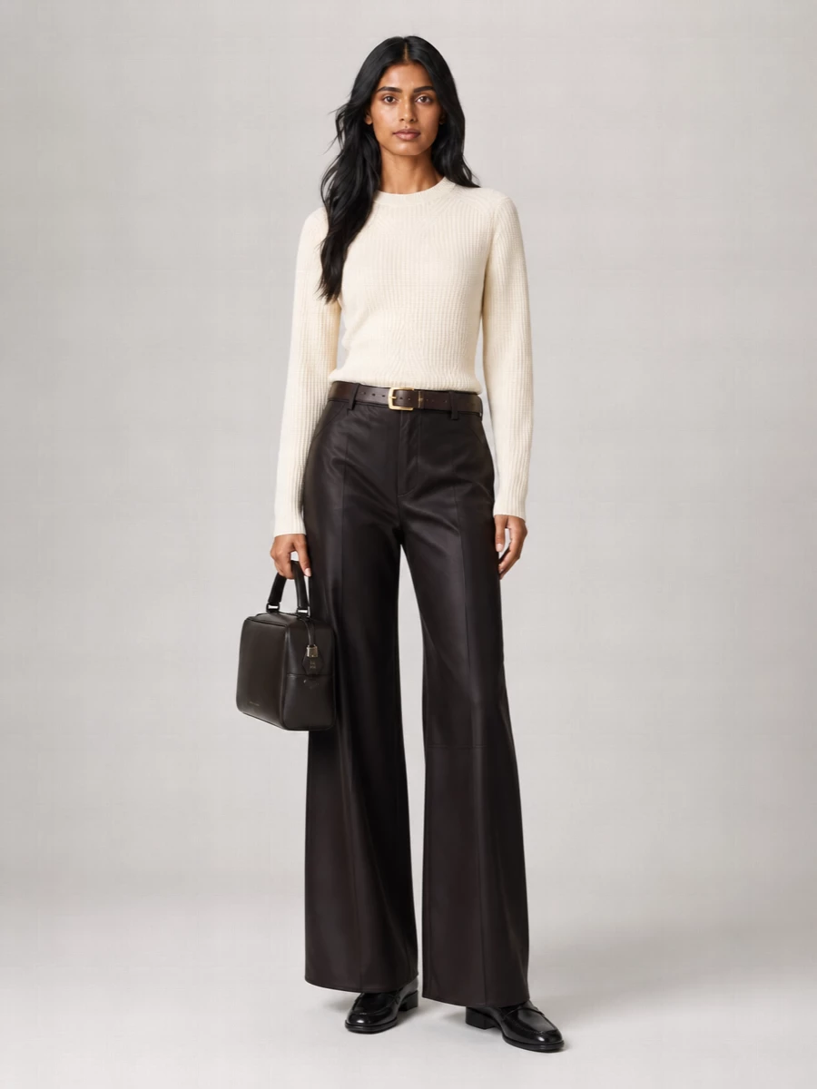 Loulou Studio Leather Wide-Leg Trousers