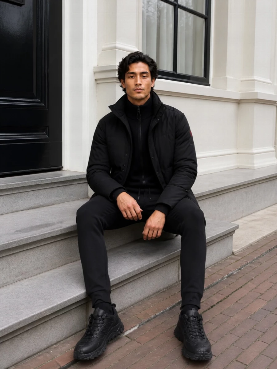 Canada goose black puffer moncler joggers outfit