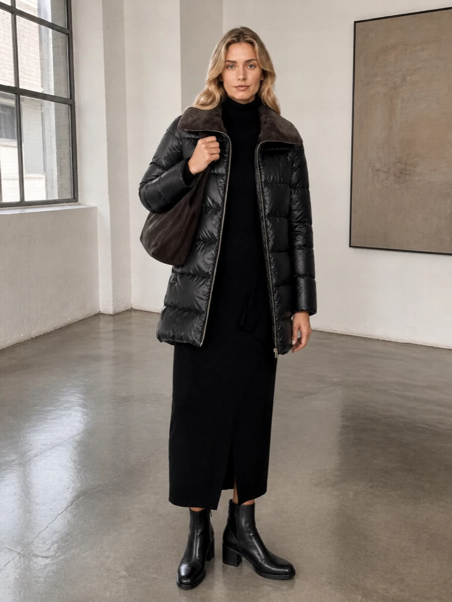Parosh black knit midi dress hogan ankle boots