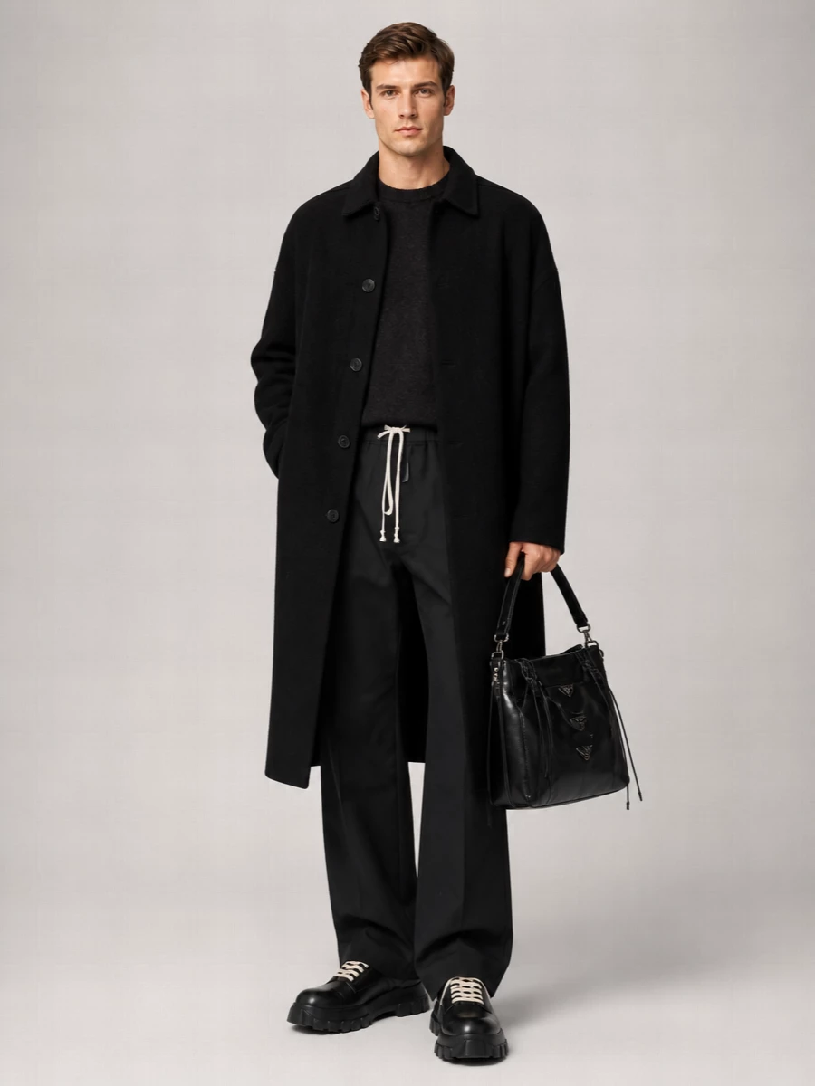 Rick Owens Virgin Wool Straight Coat