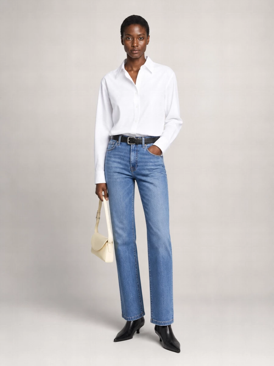 7 For All Mankind Cotton High-Rise Wide-Leg Flared Jeans Modern Dojo