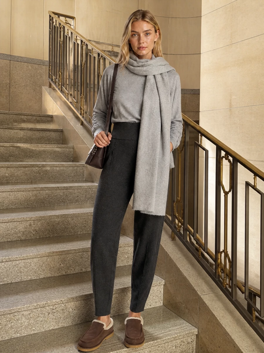 Jw anderson grey ruched top charcoal knit joggers