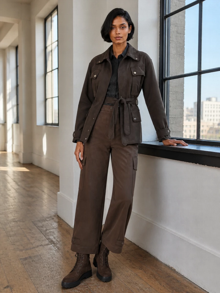 Andamane utility jacket brown cargo trousers