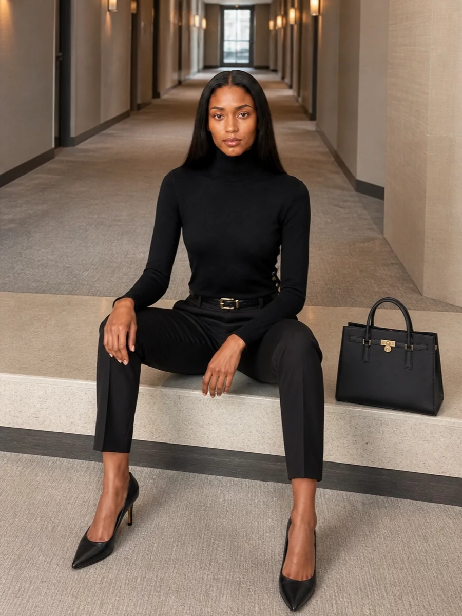 Michael kors black tailored trousers turtleneck