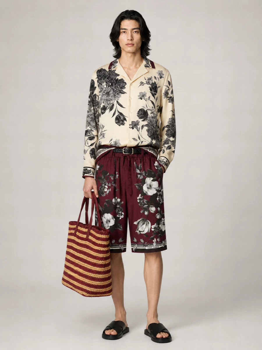 Dolce&Gabbana Silk Printed Tailored Shorts