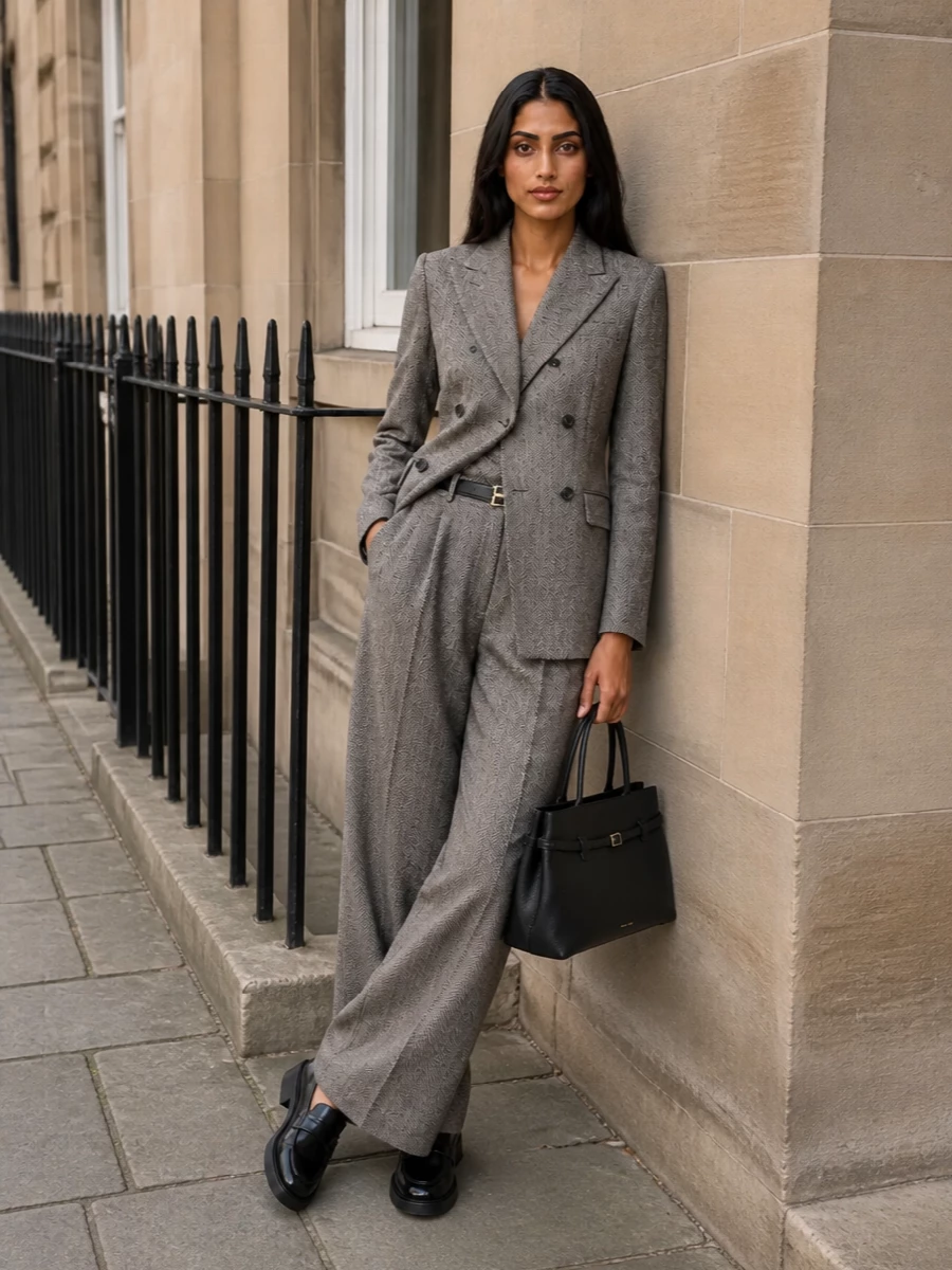 Tagliatore taupe blazer pt torino wide leg trousers