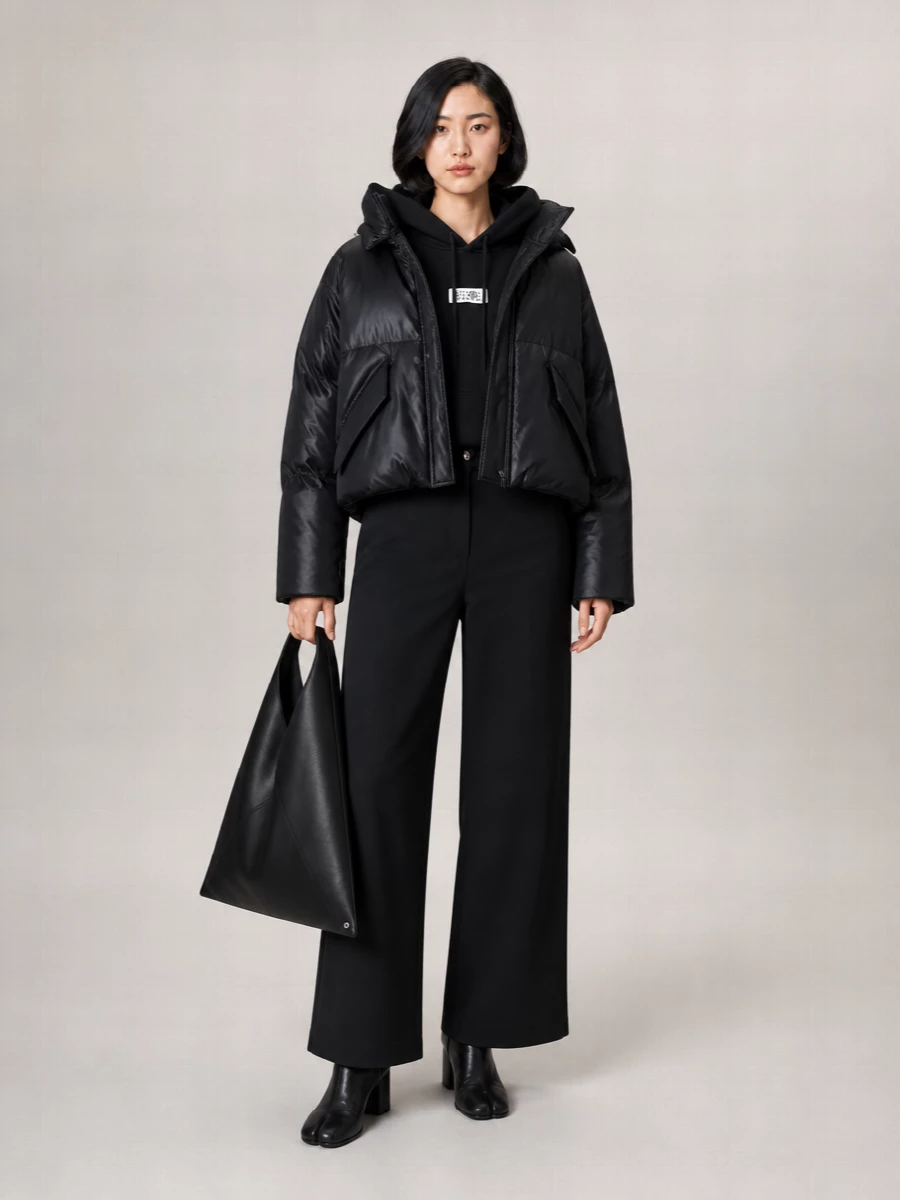 Mm6 Maison Margiela Faux Leather Puffer Jacket