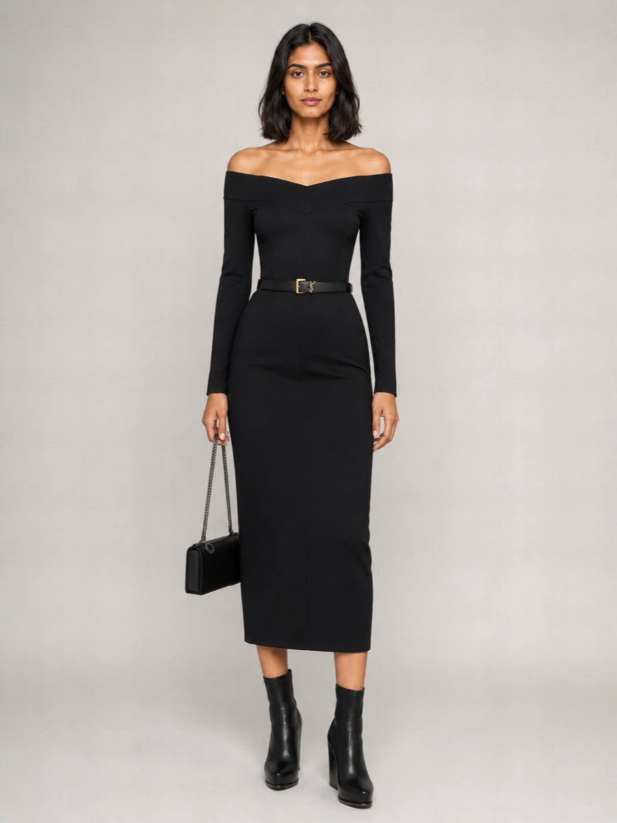 Stella Mccartney Off Shoulder Midi Dress