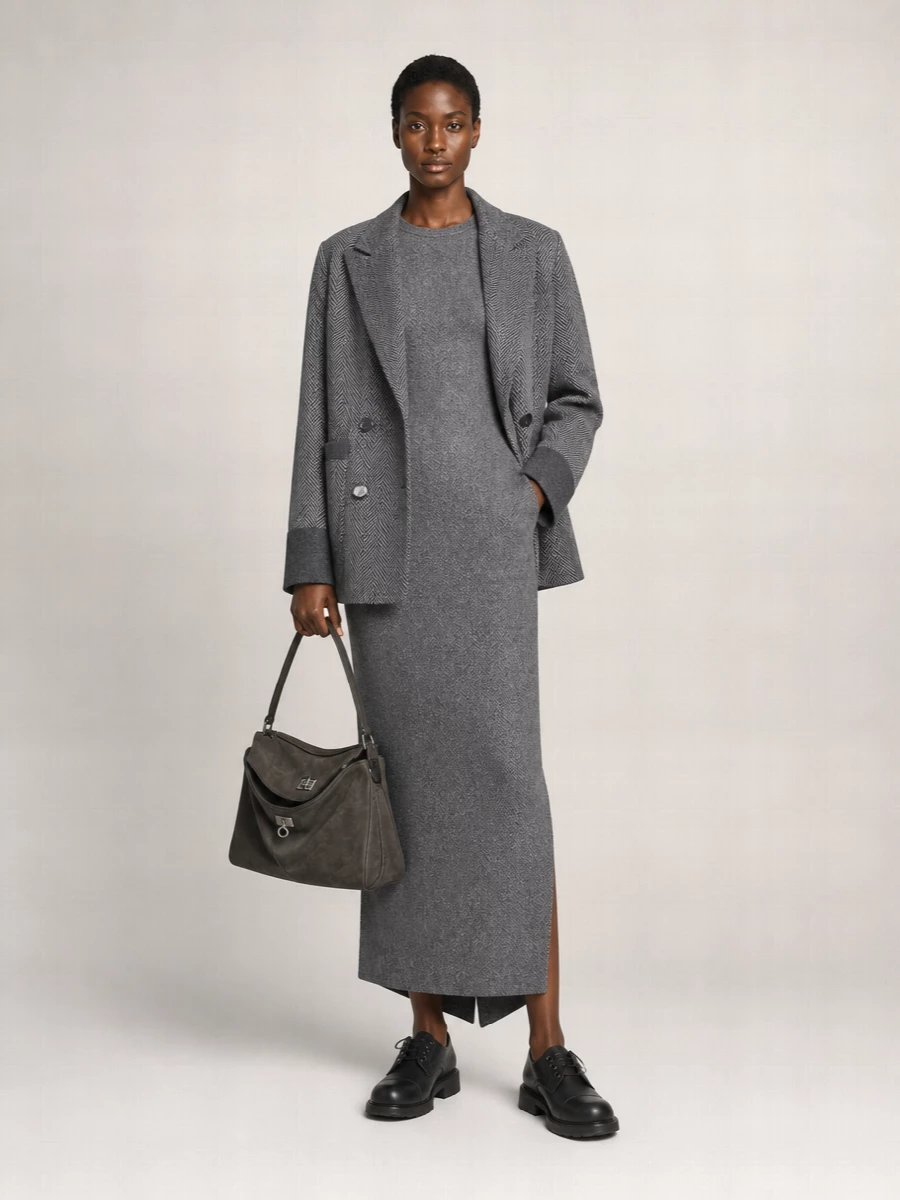 Sacai Wool Herringbone Knit Cardigan Blazer