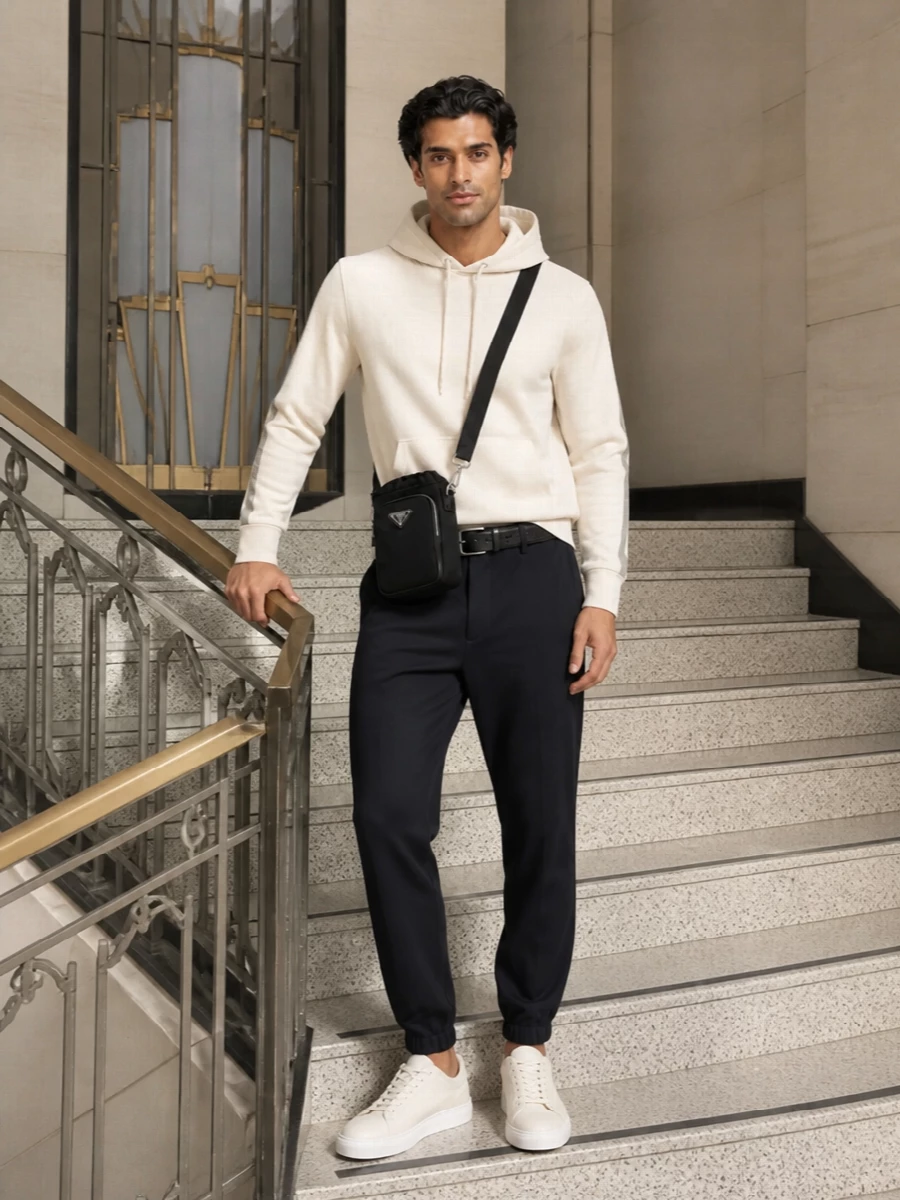 Calvin klein hoodie zegna joggers prada bag