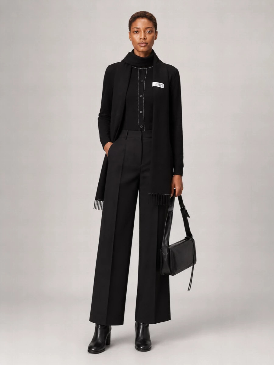 Mm6 Maison Margiela Fine-Knit Wool Blend Crew-Neck Cardigan