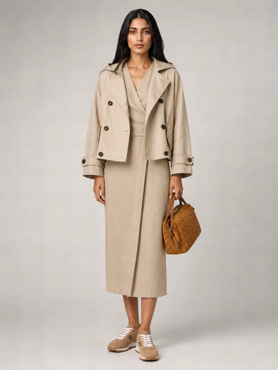 Brunello Cucinelli Double-Breasted Hooded Parka Coat