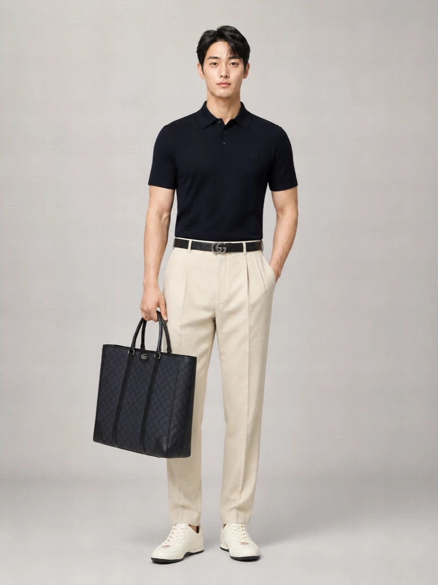 Gucci Silk Blend Long-Sleeve Polo Shirt