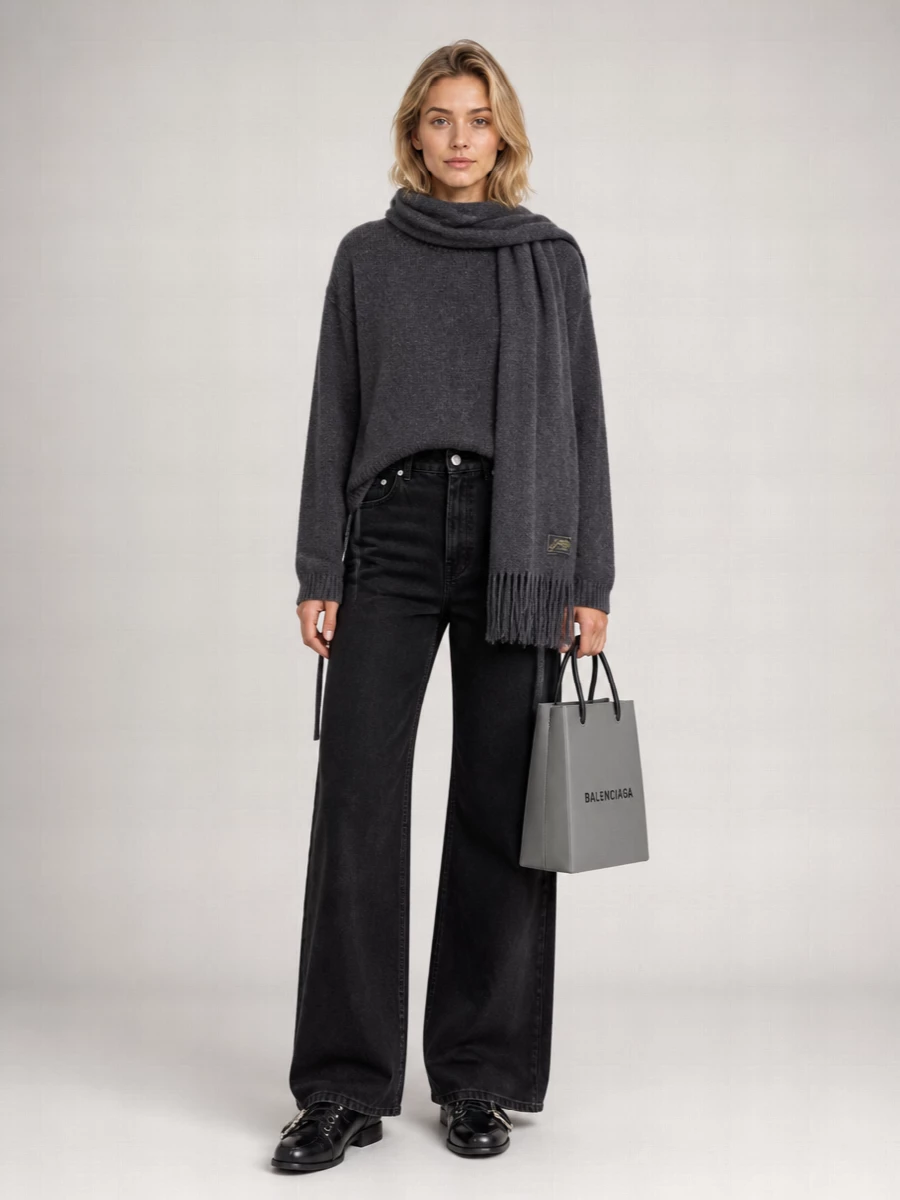 Ganni Wool Blend Oversized Crew Neck Jumper