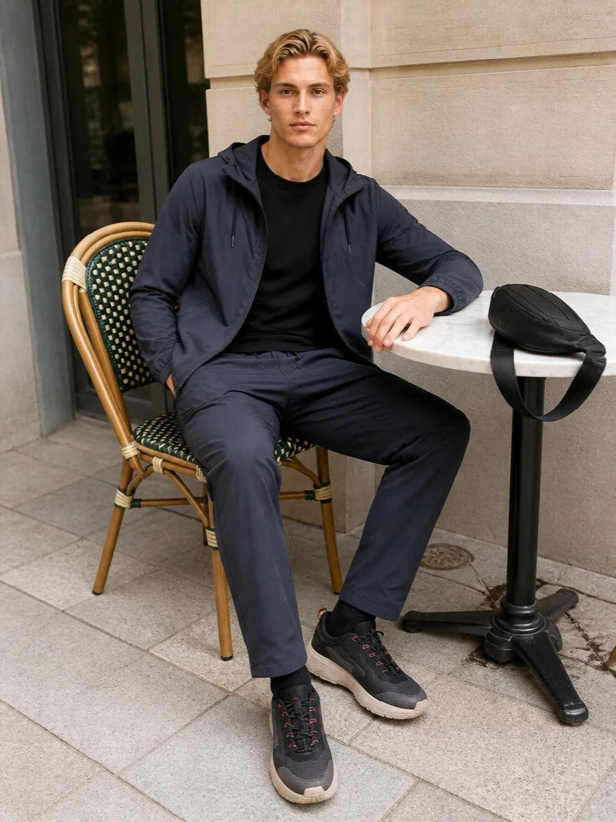 Herno navy hooded jacket technical trousers