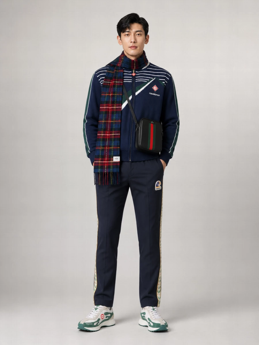 Casablanca Wool Jacquard Zip-Up Cardigan