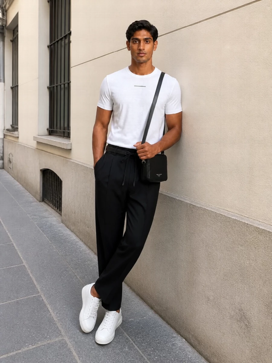 Dolce gabbana white tshirt black trousers sneakers