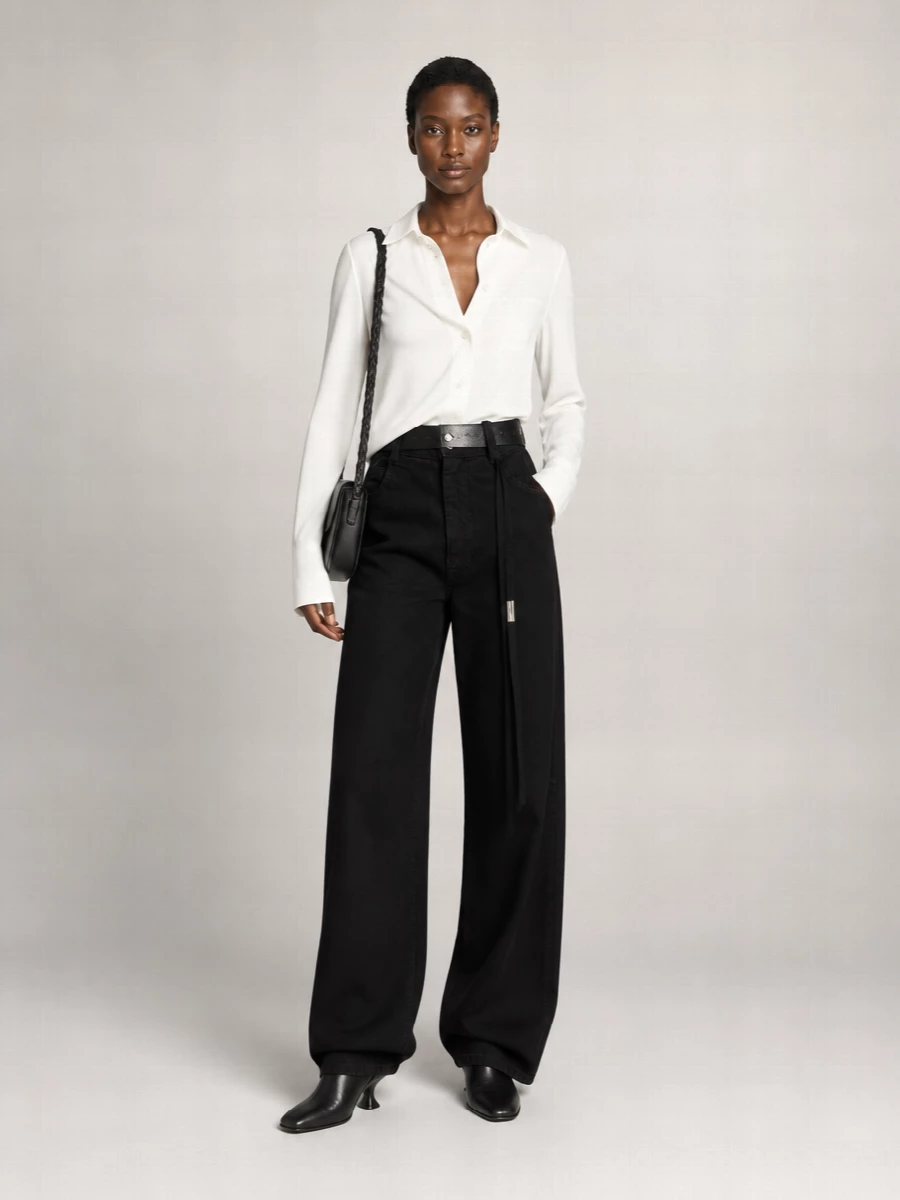 Ann Demeulemeester Denim Slim-Fit Cropped Wide-Leg Trousers