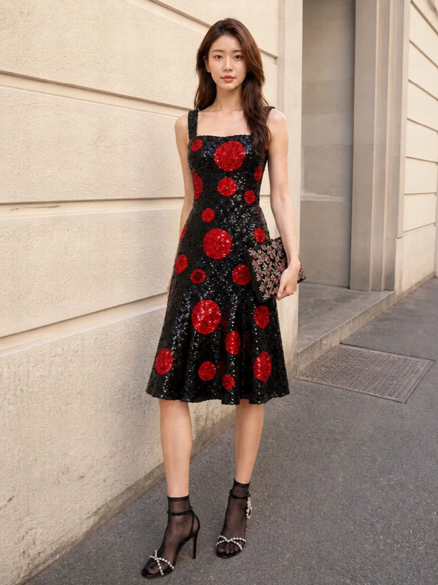 Dolce gabbana sequin midi dress evening outfit
