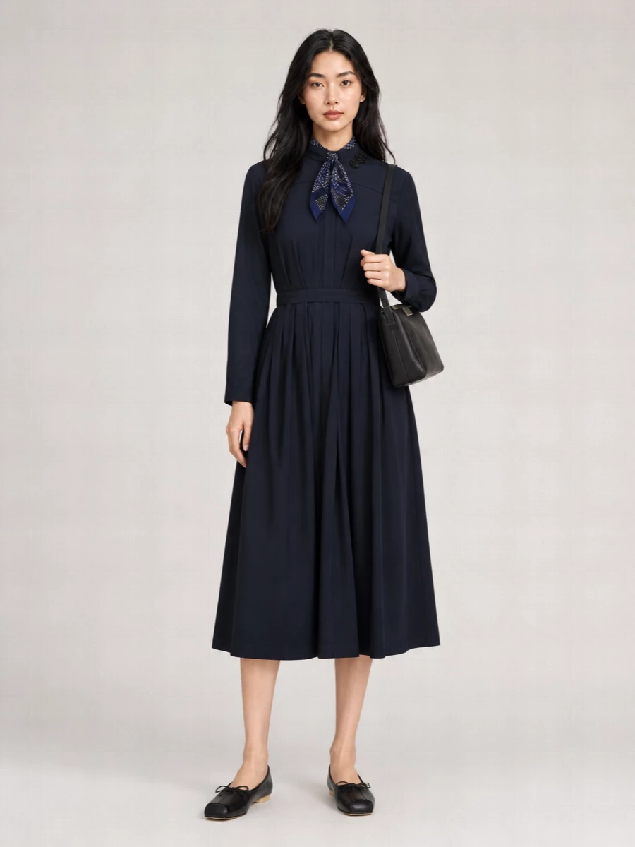 S Max Mara Cotton Crystal-Embellished Belted Flared Midi Dress
