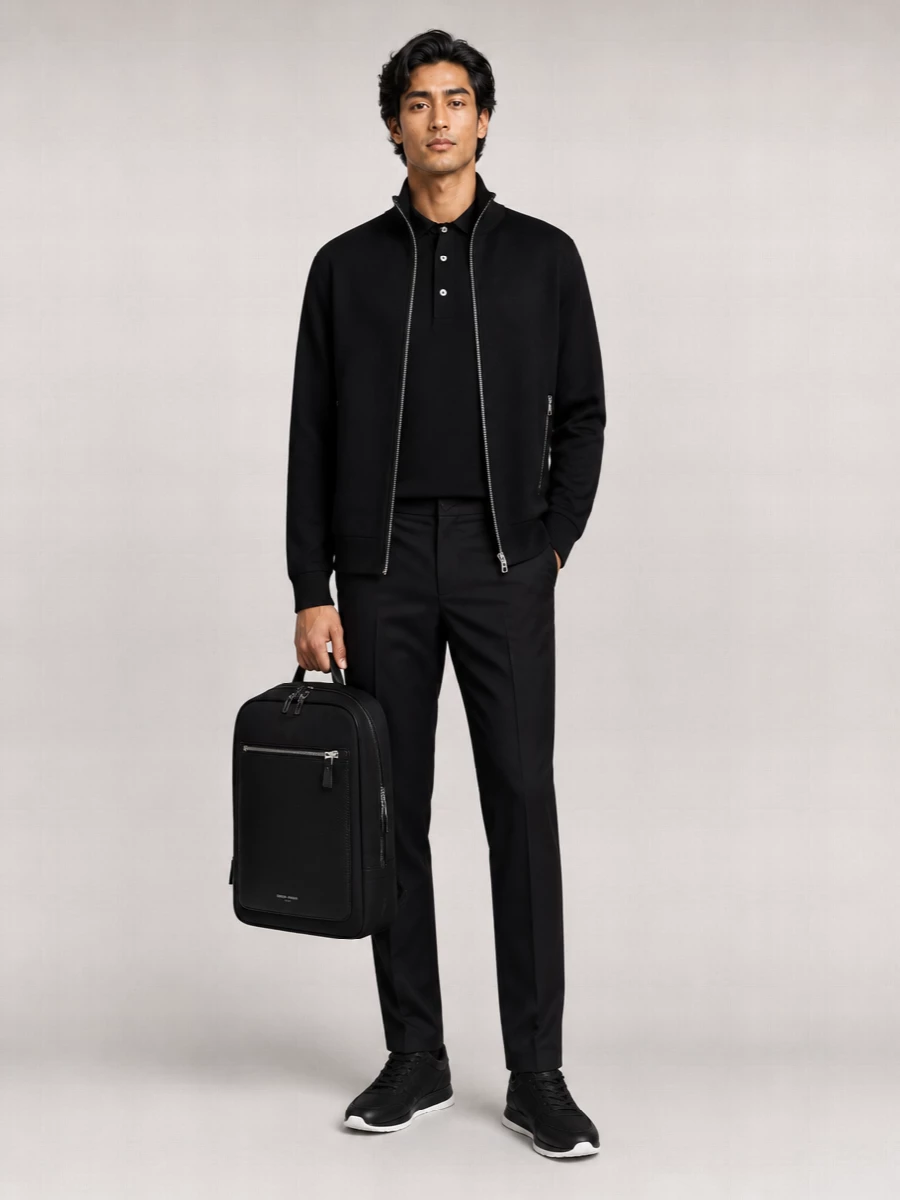 Giorgio Armani Tech Fabric Backpack Leather Insert