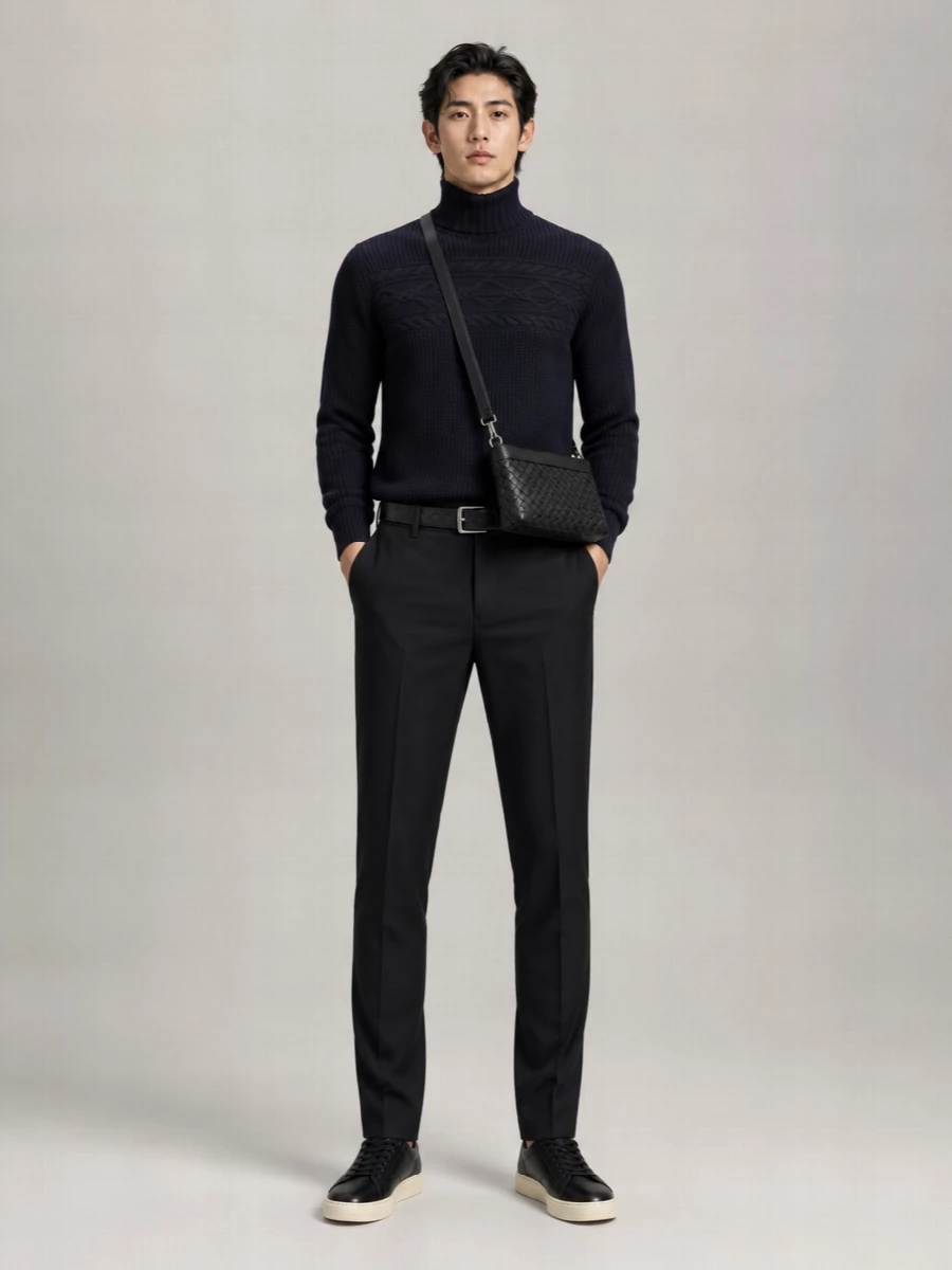 Zegna Wool Pearl-Stitch Turtleneck Sweater